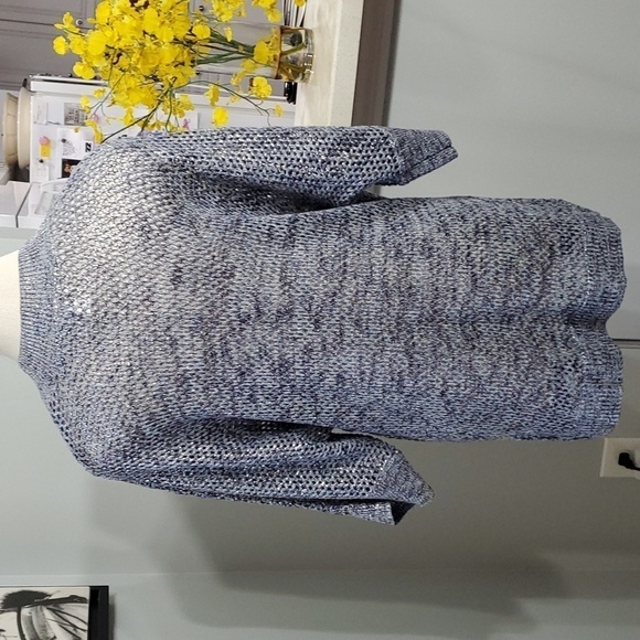 Chicos 2 open knit‎ cardigan sweater.  Gray/blue with silver threads. SIZ… - Picture 6 of 11